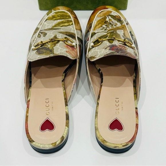 GUCCI Princetown GG Supreme H2O Floral Mules Slides Slipper Size 40.5 Beige NEW - Picture 8 of 16